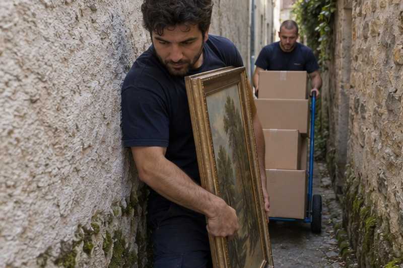Tableau dans une ruelle étroite : chantier Rue de Chevry