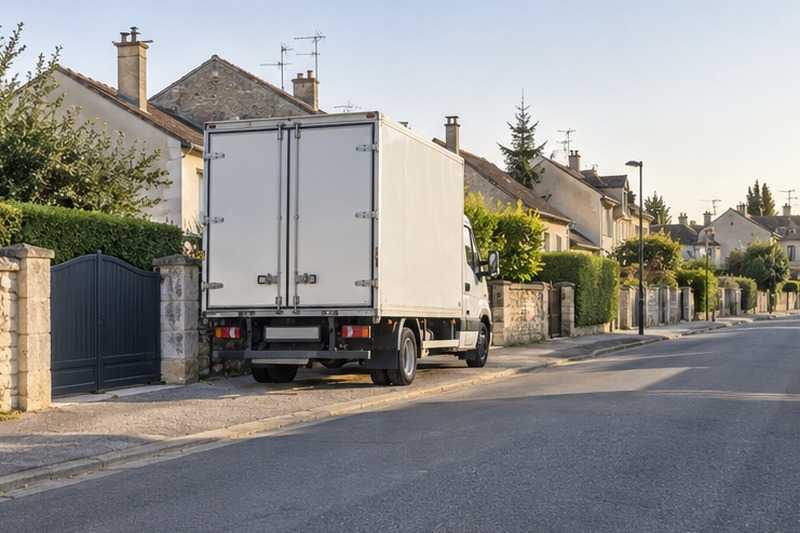 Camion garé devant les pavillons, Gometz-le-Châtel