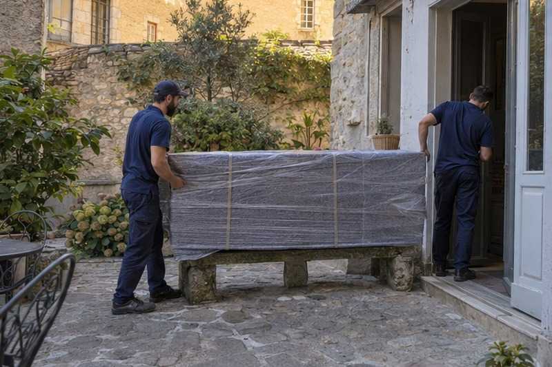 Buffet posé sur un banc de pierre : chantier Rue Bachaumont