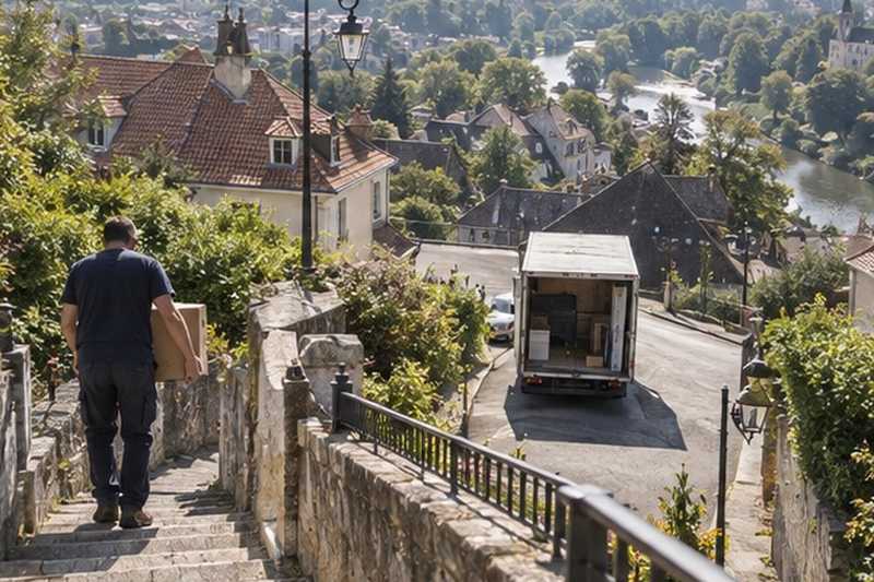 Rue pentue vue d’en haut : chantier Rue Boissière