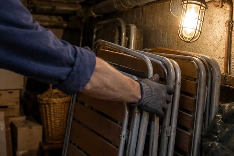 Lampe de chantier dans une cave étroite : chantier Rue de Bouray