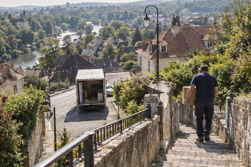 Rue pentue vue d’en haut : chantier Rue Adrienne Bolland