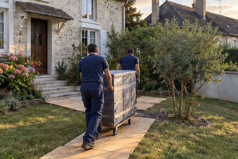 Planches posées sur l’allée du jardin