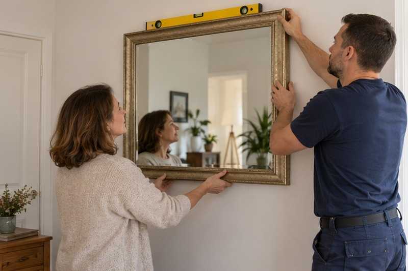 Miroir raccroché au mur, Lardy