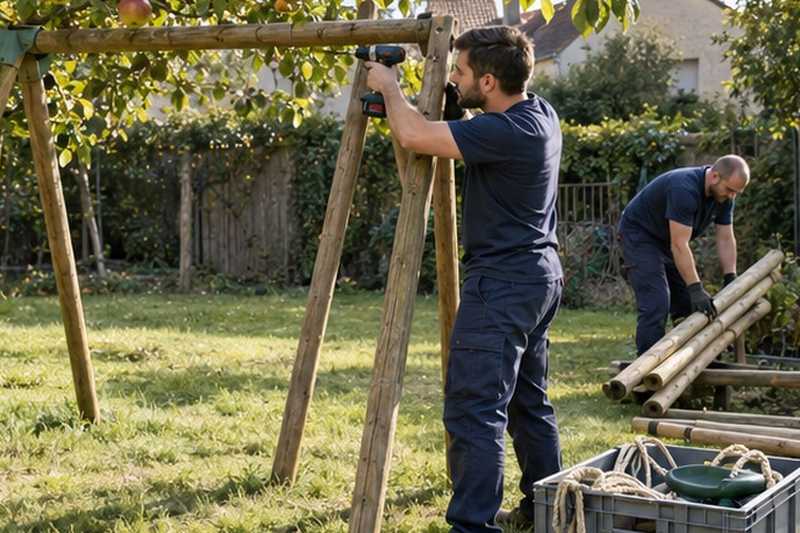 Portique de jardin démonté : chantier Rue de l’Houchette