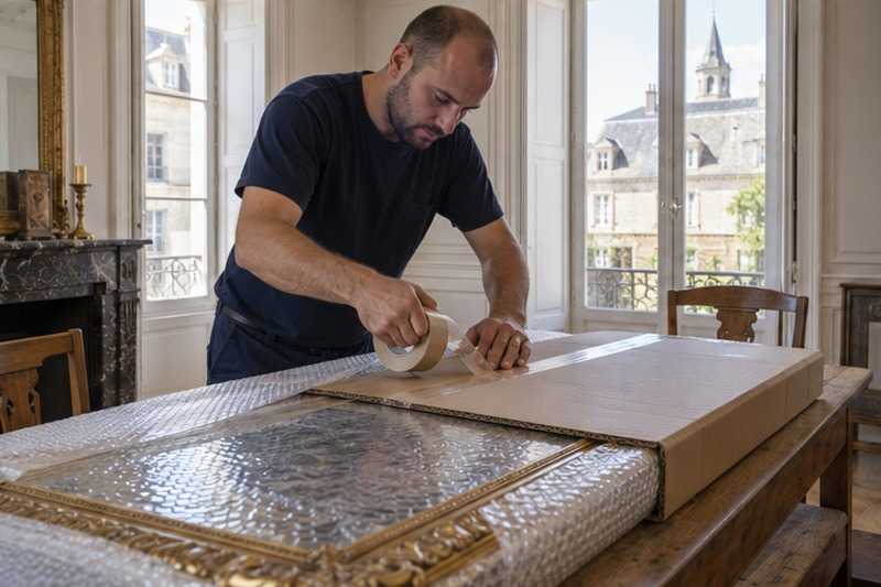 Miroir pris entre deux cartons