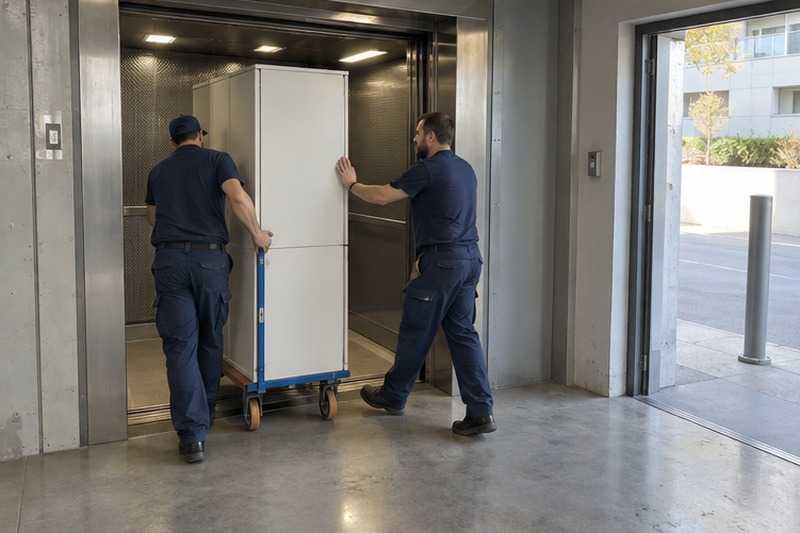 Monte-charge d’une résidence récente : chantier Rue de la Clef des Champs