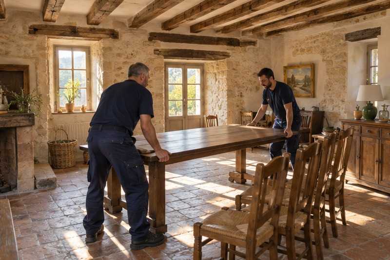 Table replacée dans la ferme, Le Coudray-Montceaux