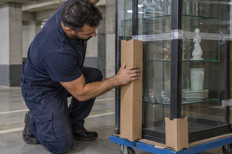 Vitrine protégée dans une place de parking : chantier Rue de la Mairie