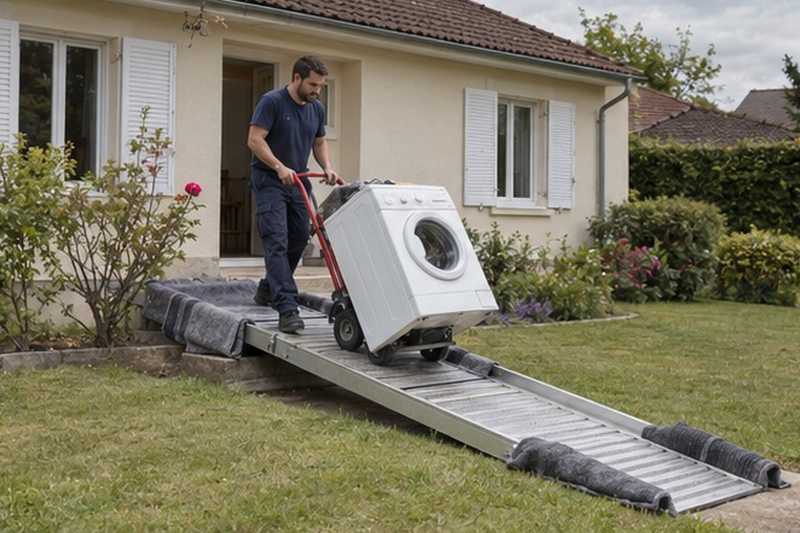 Rampe posée sur des marches : chantier Rue Châteaubriand