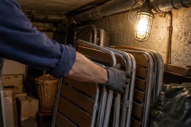 Lampe de chantier dans une cave étroite : chantier Rue Jean Lavandier