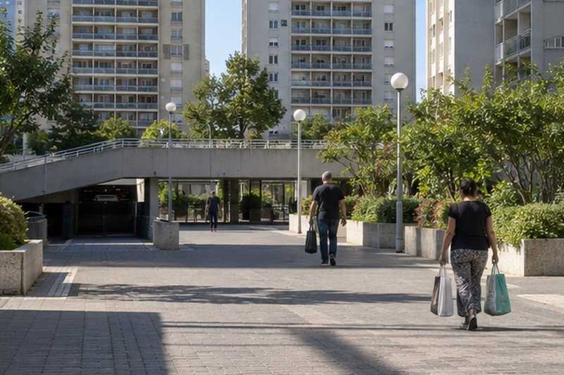 Dalle piétonne entre les tours
