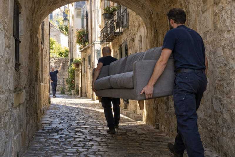 Canapé sous une arche de ruelle : chantier Rue Alexandre Lamblin