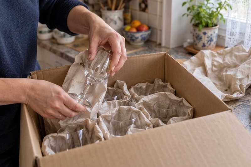 Verres à pied calés dans le papier
