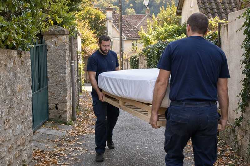 Sommier porté dans une ruelle en pente : chantier Rue André Chermette