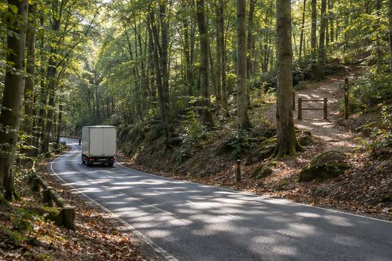 Descente sur une route forestière