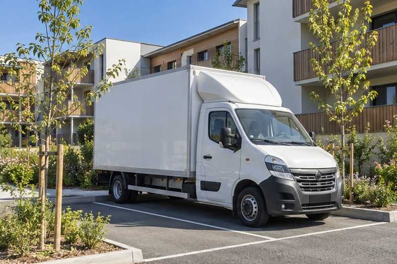 Camion seul sur le parking, Maisse