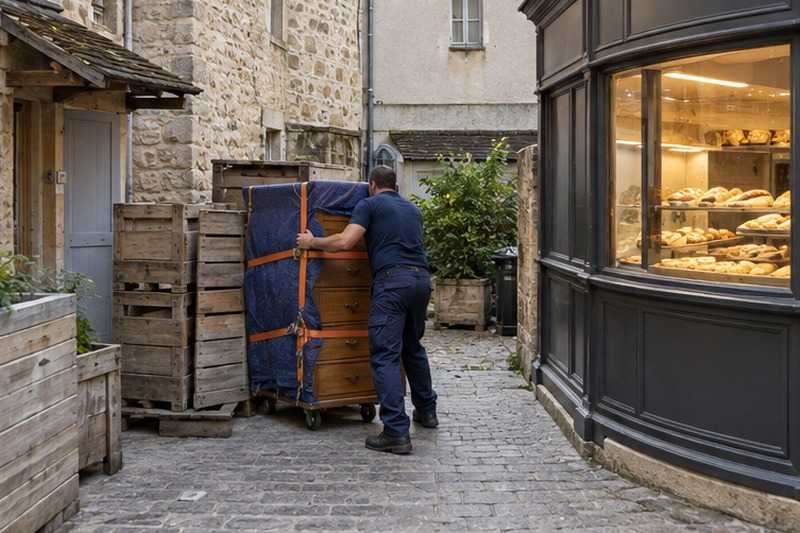 Commode dans une petite cour arrière : chantier Rue Brizard