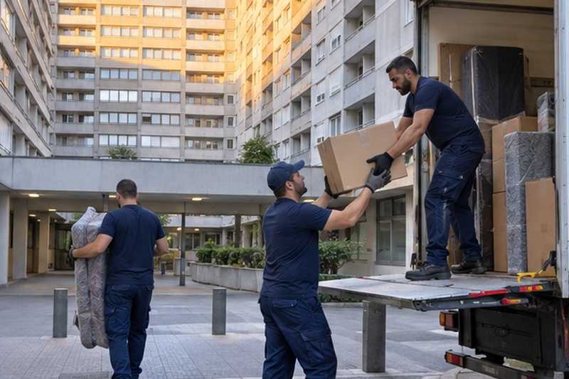 Chargement matinal au pied d’un immeuble : chantier Rue d’Étampes