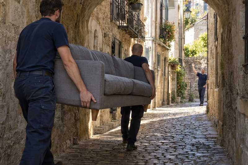 Canapé sous une arche de ruelle : chantier Rue Alfred Dubois
