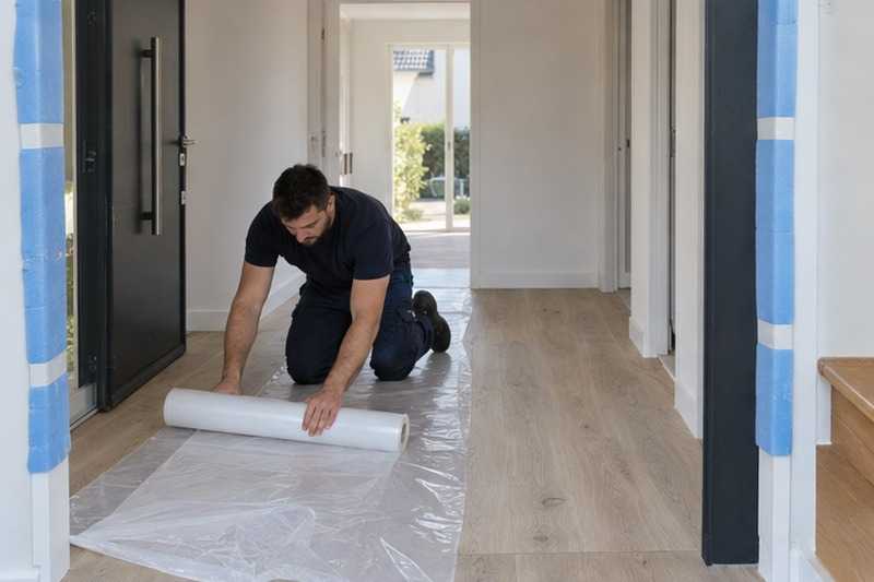 Parquet couvert d’un film adhésif