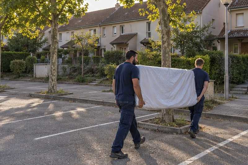 Matelas porté sur un parking de lotissement : chantier Rue Ampère