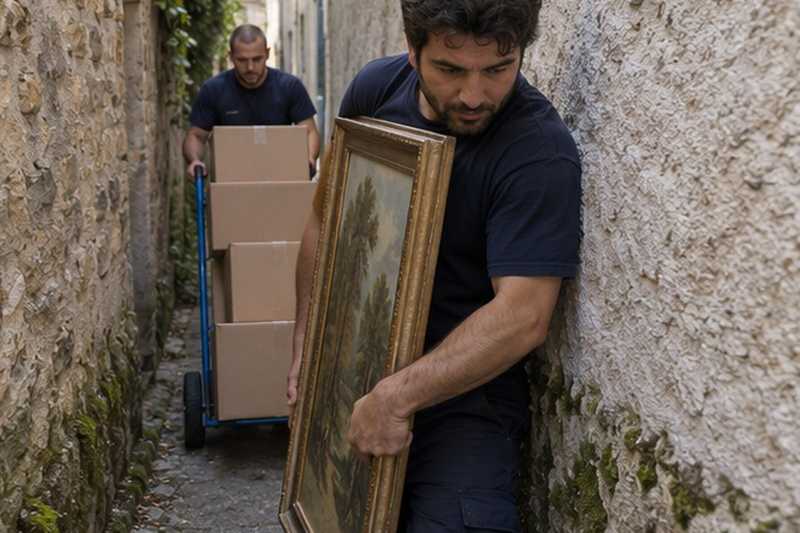 Tableau dans une ruelle étroite