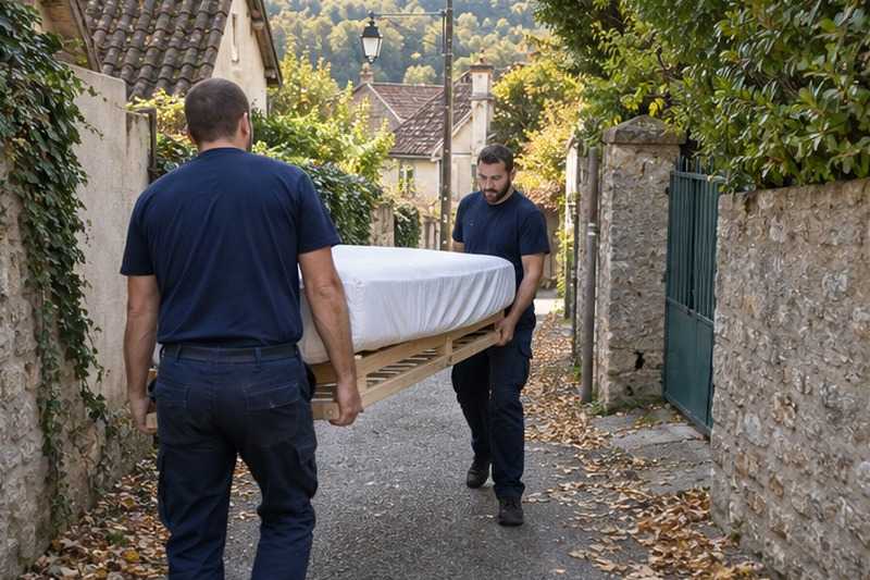 Sommier porté dans une ruelle en pente : chantier Rue Adolphe Pégoud