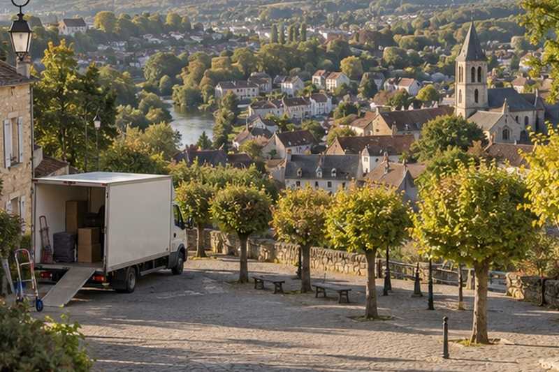 Camion sur une placette arborée