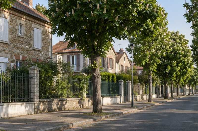 Rue de pavillons en meulière
