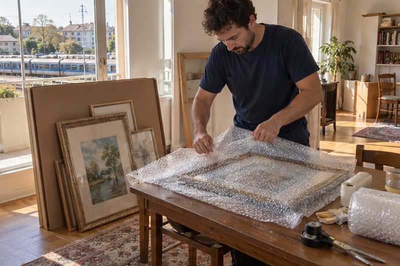 Tableaux enveloppés de film à bulles