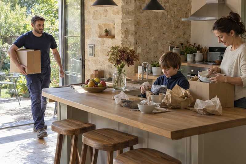 Déballage dans la nouvelle cuisine, Ormoy