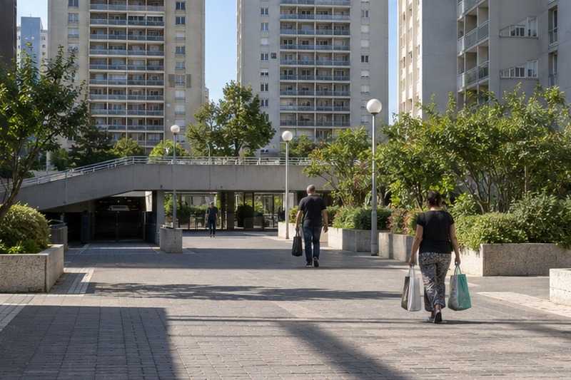 Dalle piétonne entre les tours