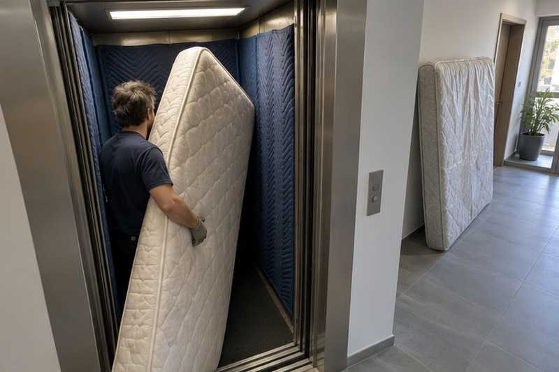 Matelas incliné dans la cabine : chantier Rue Alain Fournier