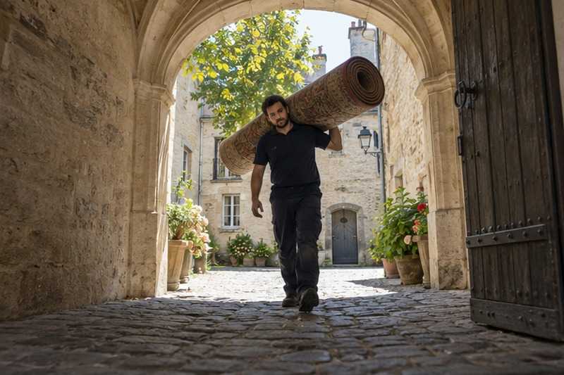 Tapis roulé sous une voûte : chantier Rue Anatole France