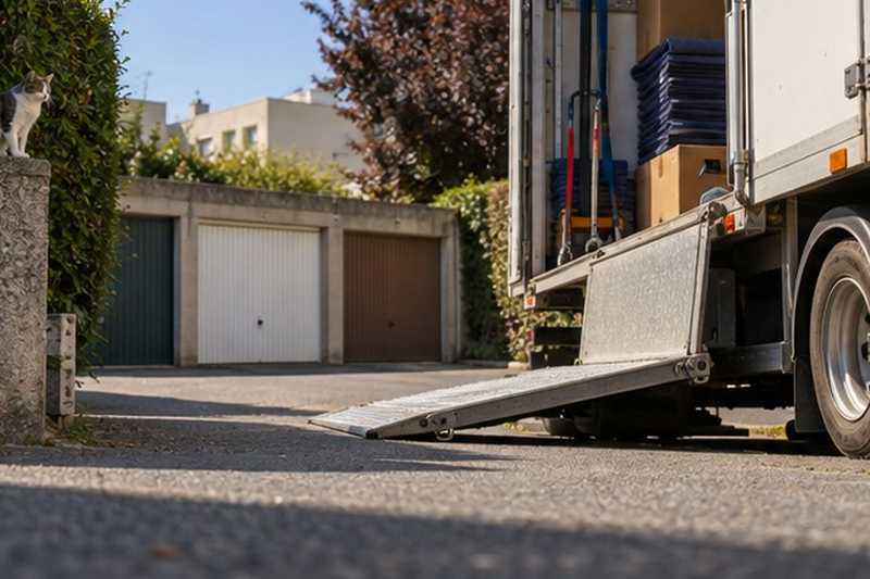 Rampe repliée d’un camion en impasse