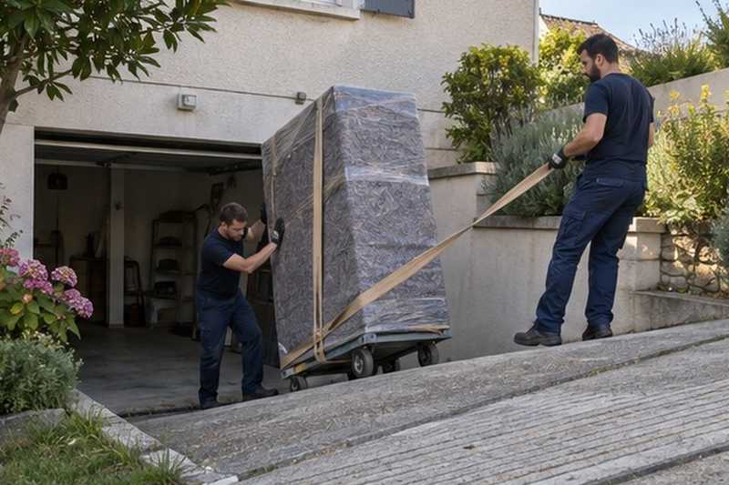 Armoire retenue sur une allée en pente : chantier Rue de l’Avenir
