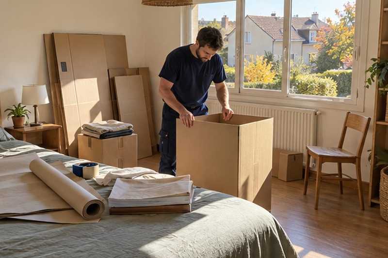 Chambre transformée en poste d’emballage