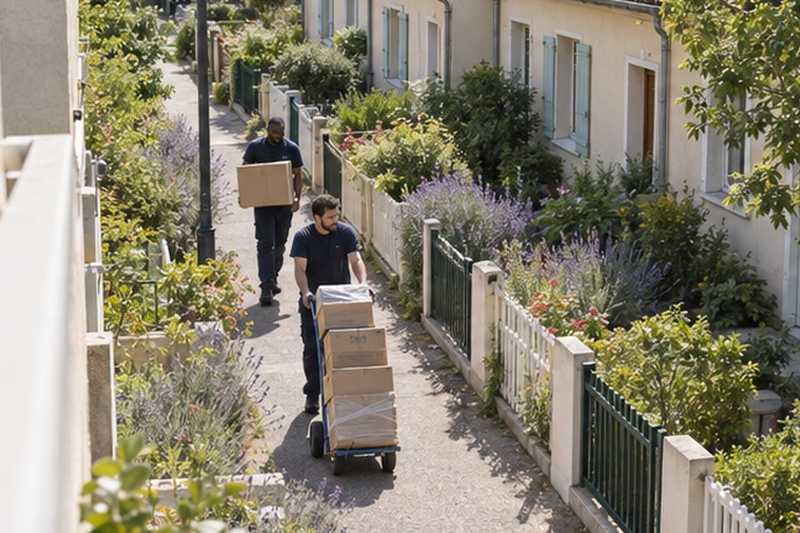 Allée piétonne d’une cité-jardin : chantier Rue Boieldieu