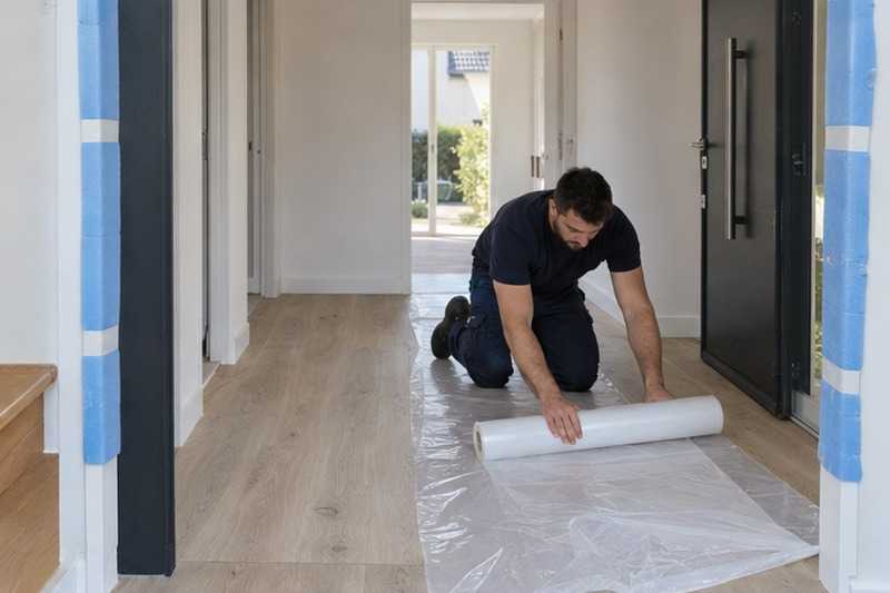 Parquet couvert d’un film adhésif