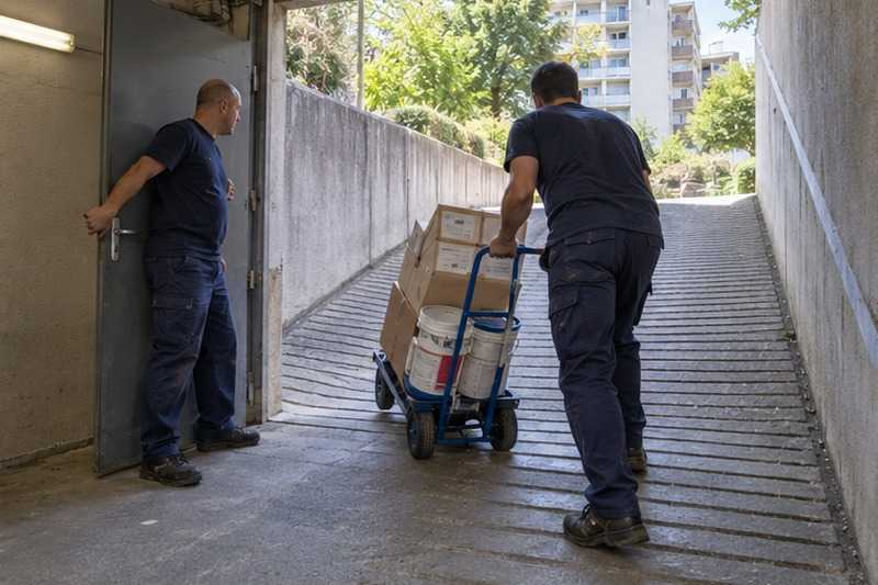 Rampe de sortie du sous-sol : chantier Rue Alphonse Daudet