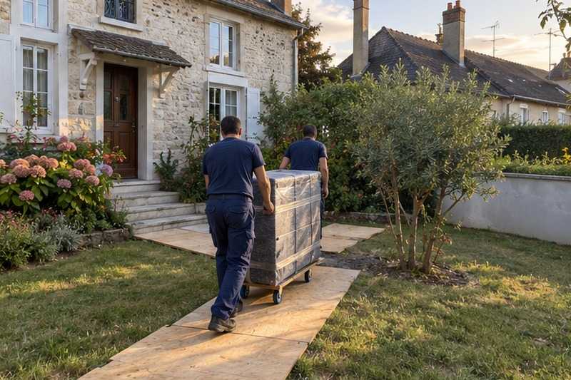 Planches posées sur l’allée du jardin