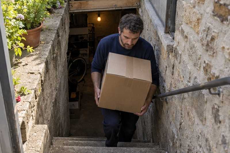 Carton remonté de la cave : chantier Rue de Chanteloup