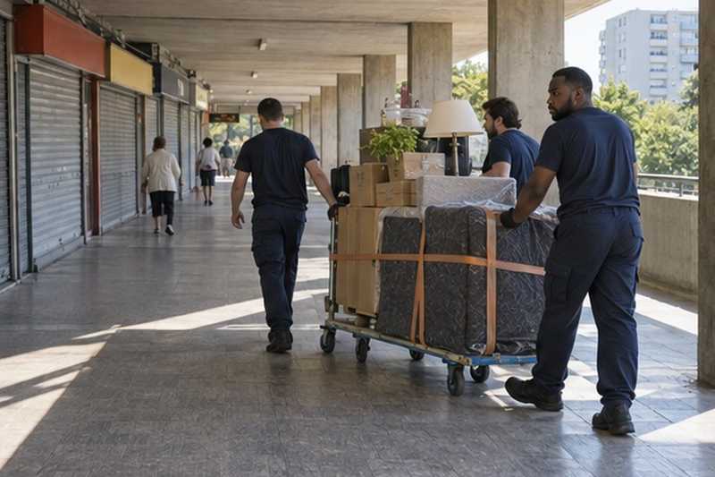 Chariot sous les arcades d’une dalle