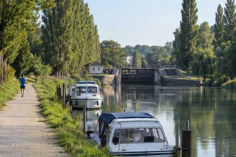 Chemin de halage au petit matin