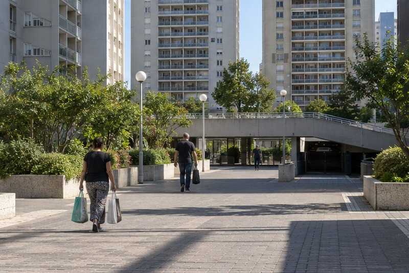 Dalle piétonne entre les tours