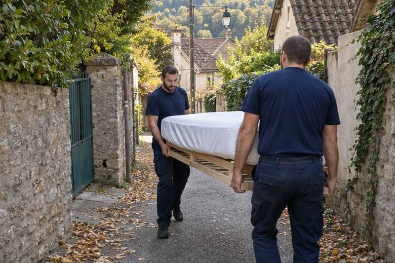 Sommier porté dans une ruelle en pente : chantier Rue Abraham Lincoln
