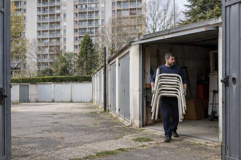 Chaises de jardin sorties d’un garage