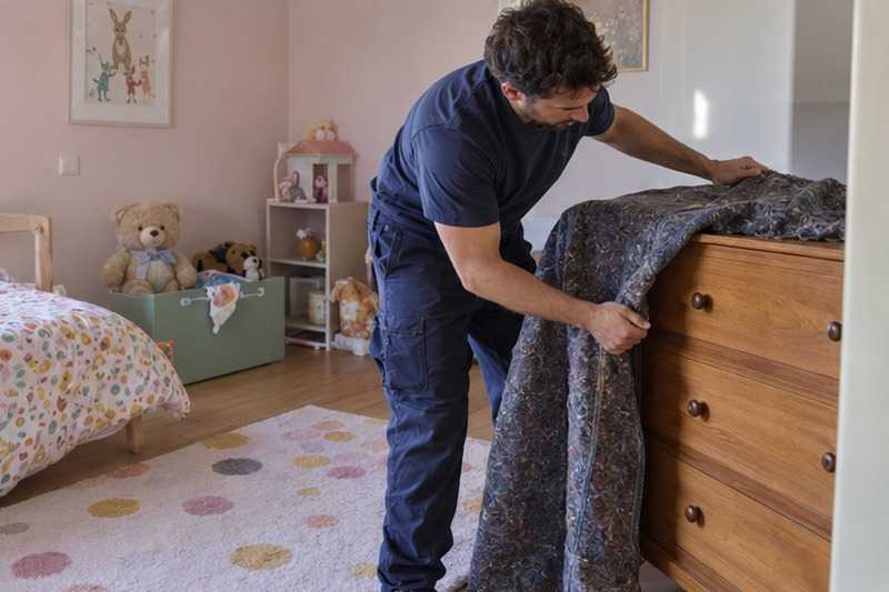 Commode déballée dans la chambre, Saintry-sur-Seine