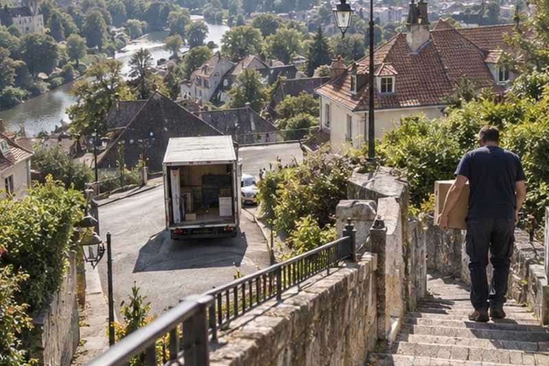 Rue pentue vue d’en haut : chantier Grande Rue Charles de Gaulle